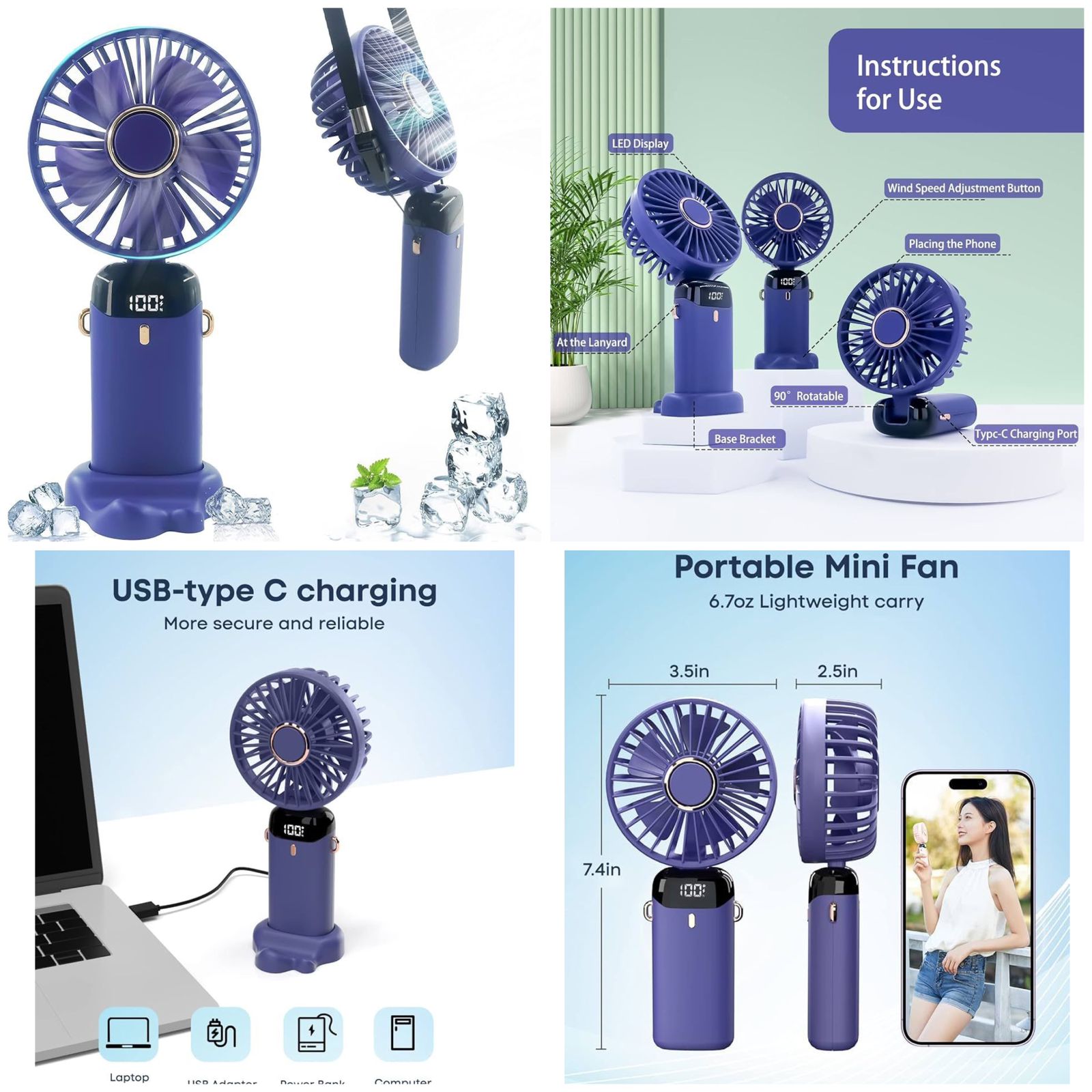 Digital Display Portable Mini Fan